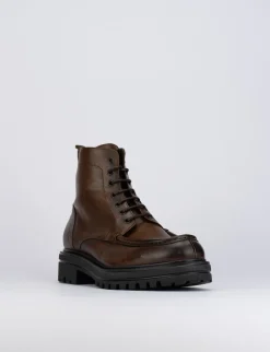 Anfibi tacco 1cm pelle marrone