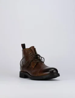 Anfibi tacco 1cm pelle marrone