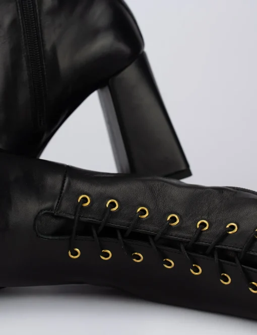 Anfibio stivaletto tacco 10cm nero pelle