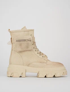 Anfibio tacco 2 cm beige tessuto