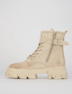 Anfibio tacco 2 cm beige tessuto