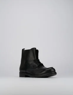 Anfibio tacco 1 cm nero pelle