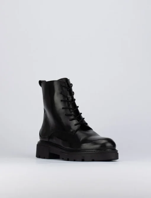Anfibio tacco 1 cm nero pelle