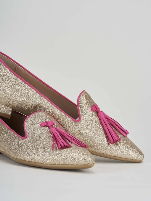 Ballerina tacco 1 cm oro glitter