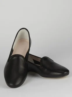 Ballerina babbuccia tacco 1cm nero pelle