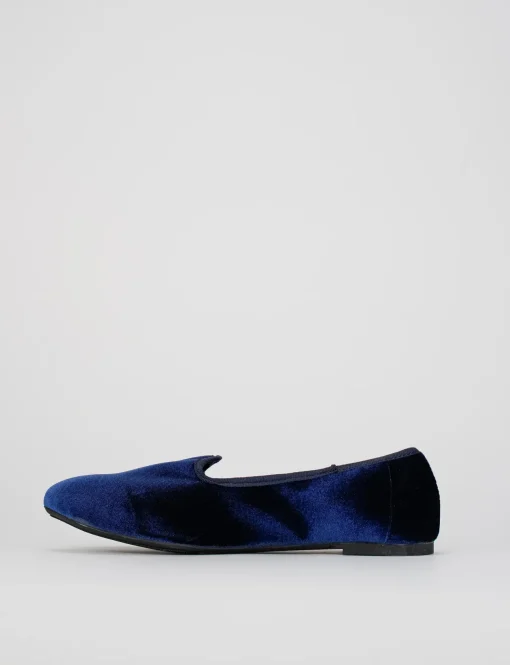 Ballerina friulana tacco 1 cm blu velluto