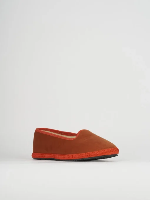 Ballerina tacco 1 cm arancio velluto
