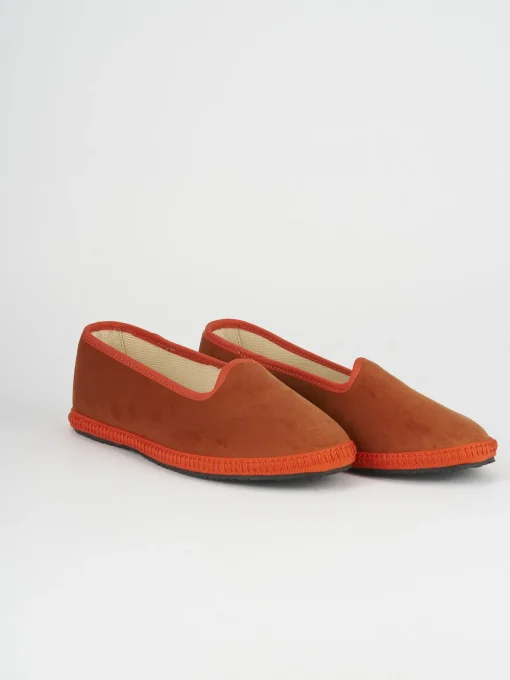 Ballerina tacco 1 cm arancio velluto