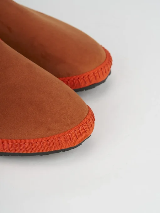 Ballerina tacco 1 cm arancio velluto