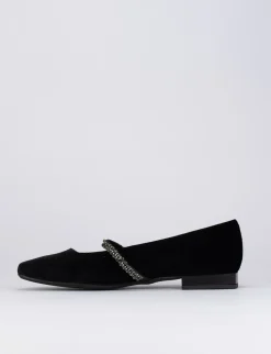 Ballerina tacco 1 cm nero velluto