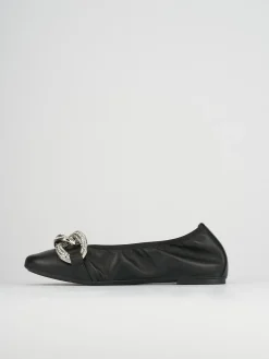 Ballerina tacco 1 cm nero pelle