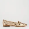 Ballerina tacco 1 cm oro pelle