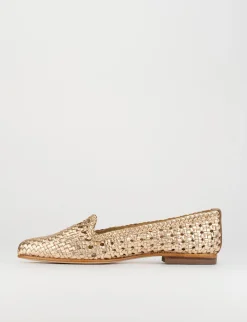 Ballerina tacco 1 cm oro pelle