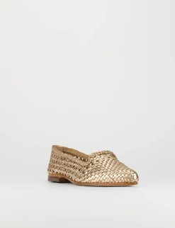 Ballerina tacco 1 cm oro pelle