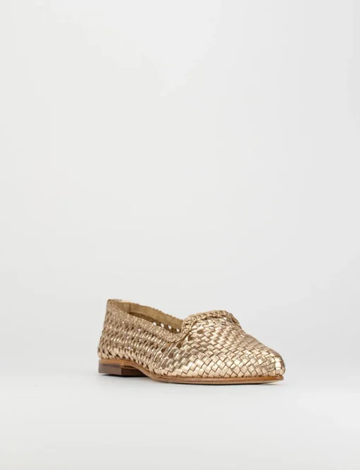 Ballerina tacco 1 cm oro pelle