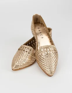 Ballerina tacco 1 cm oro pelle
