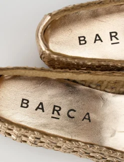 Ballerina tacco 1 cm oro pelle