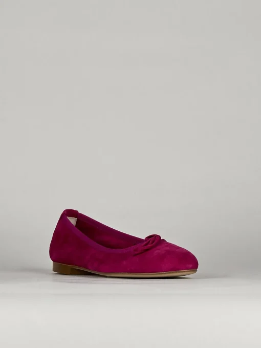 Ballerina tacco 1 cm rosa camoscio