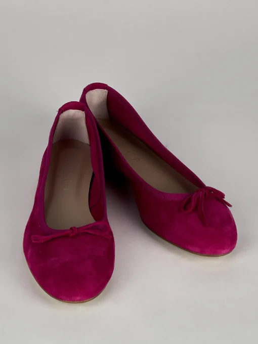 Ballerina tacco 1 cm rosa camoscio