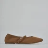 Ballerine tacco 1cm camoscio marrone
