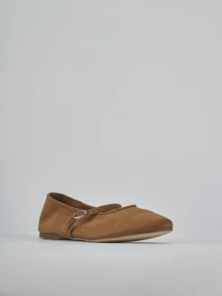 Ballerine tacco 1cm camoscio marrone
