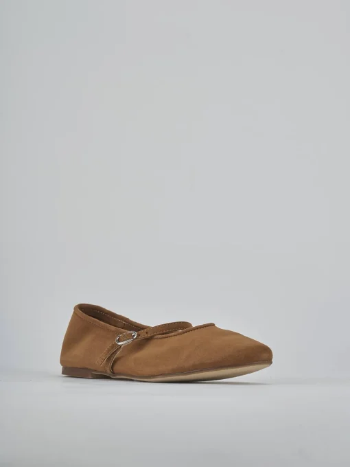 Ballerine tacco 1cm camoscio marrone