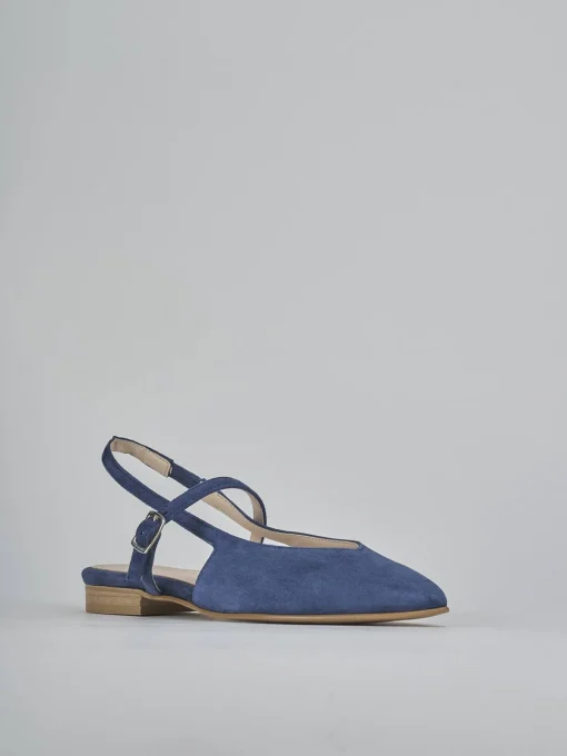 Ballerine tacco 1cm camoscio blu