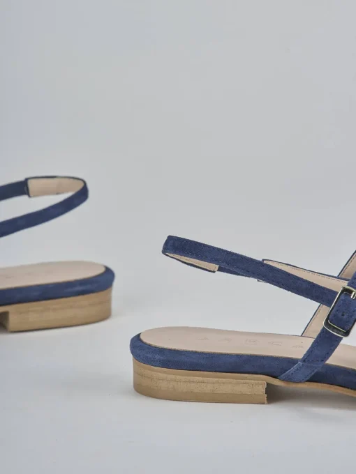 Ballerine tacco 1cm camoscio blu