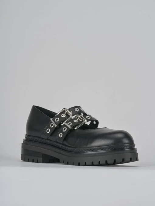 Ballerine tacco 3cm pelle nero
