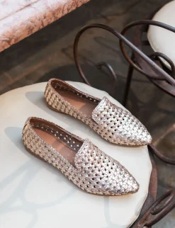 Ballerine tacco 1cm pelle oro