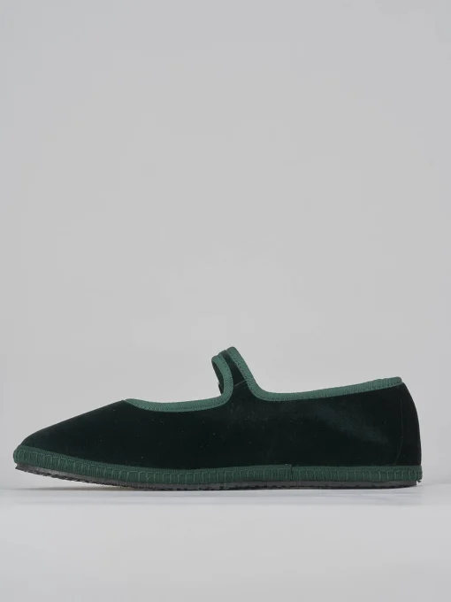 Ballerine tacco 1cm velluto verde