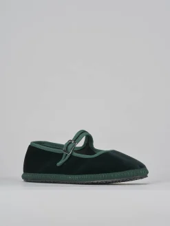 Ballerine tacco 1cm velluto verde