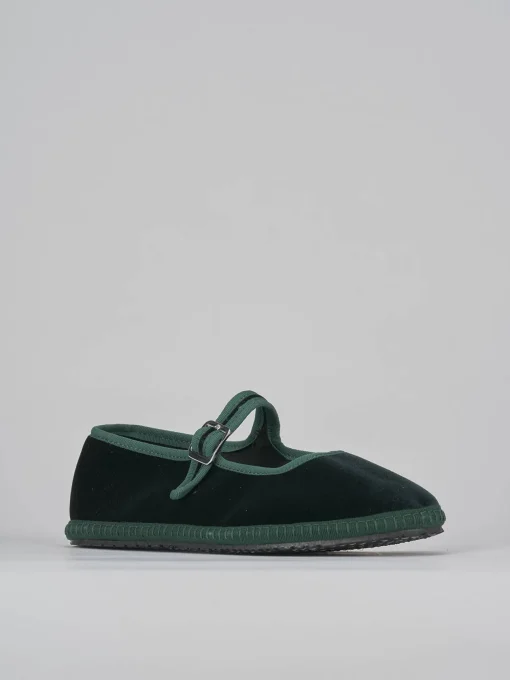 Ballerine tacco 1cm velluto verde