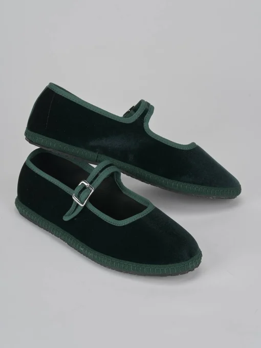 Ballerine tacco 1cm velluto verde