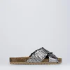 Ciabatta da passeggio tacco 1 cm argento pelle
