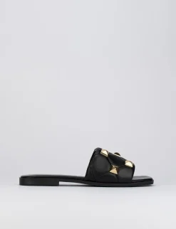 Ciabatta da passeggio tacco 1 cm nero pelle