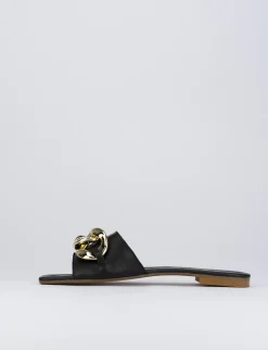 Ciabatta da passeggio tacco 1 cm nero pelle