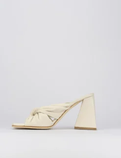Ciabatta da passeggio tacco 8 cm bianco pelle