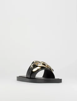 Ciabatta da passeggio tacco 1 cm nero pelle