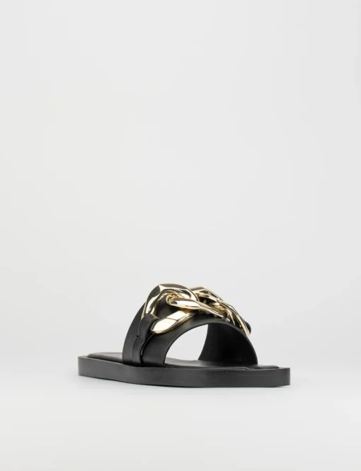 Ciabatta da passeggio tacco 1 cm nero pelle