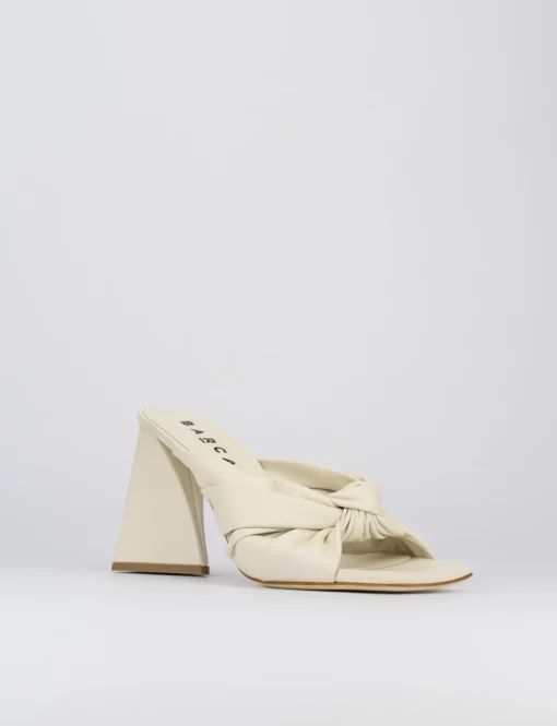 Ciabatta da passeggio tacco 8 cm bianco pelle