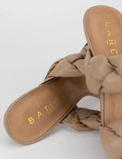 Ciabatta da passeggio tacco 5 cm beige pelle