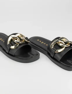 Ciabatta da passeggio tacco 1 cm nero pelle