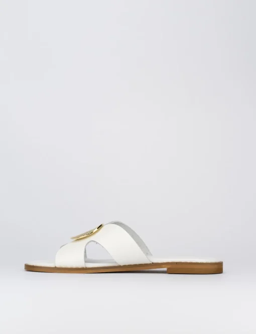 Ciabatta da passeggio tacco 1 cm bianco pelle