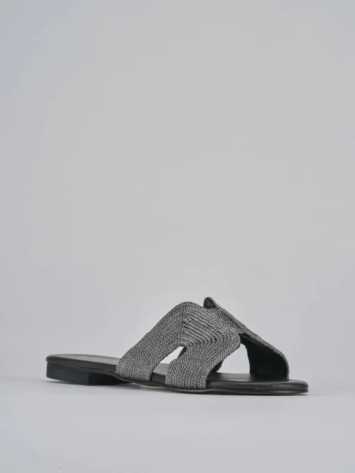 Ciabatta tacco 1 cm grigio pelle
