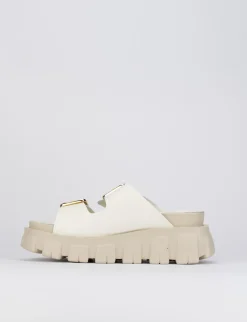 Ciabatta tacco 1 cm bianco pelle