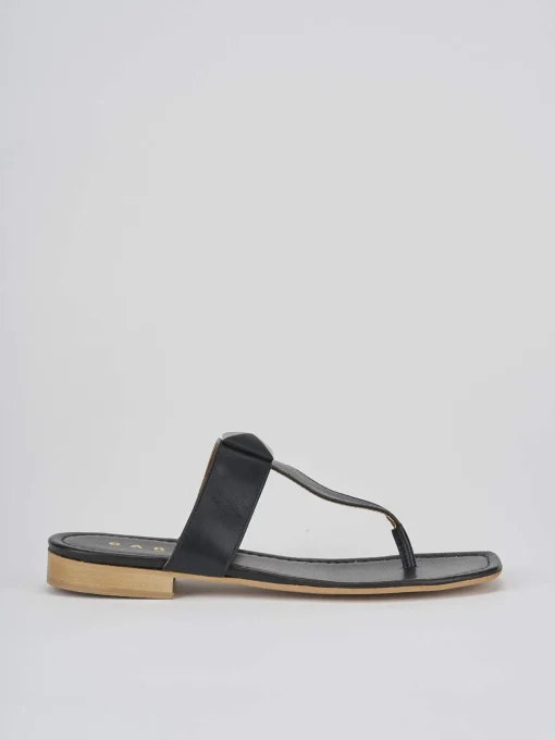 Ciabatte infradito tacco 1cm nero pelle