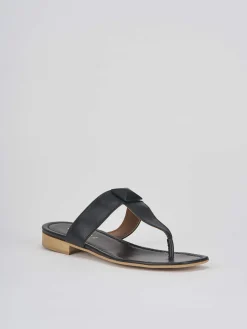 Ciabatte infradito tacco 1cm nero pelle