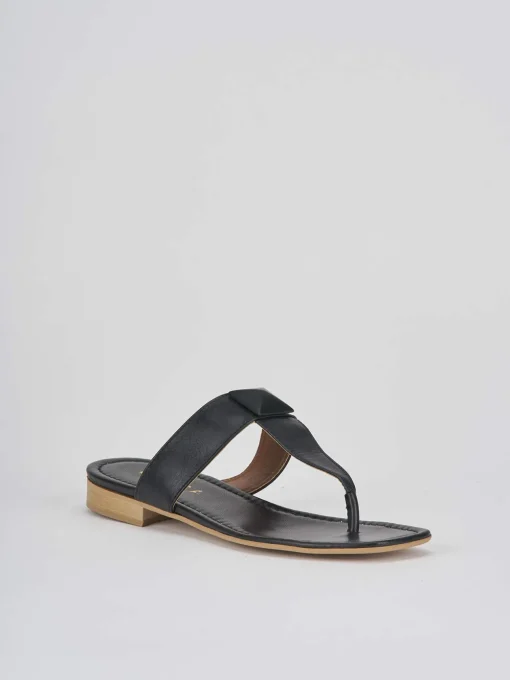 Ciabatte infradito tacco 1cm nero pelle