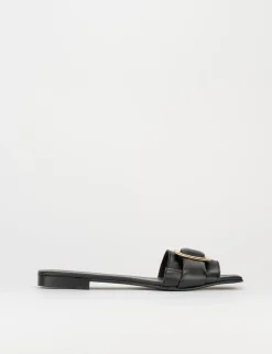 Ciabatte passeggio tacco 1 cm nero pelle